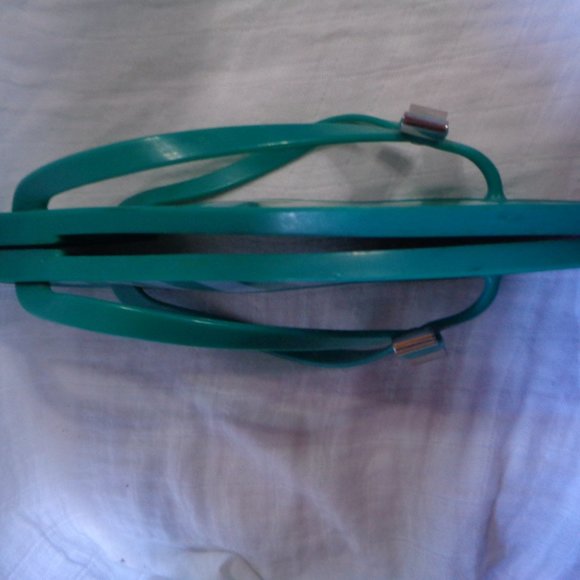 Coach Landon Sandals Flip Flop Thong Sandals Metal Bow Stripes Green Size 10 - Picture 4 of 5